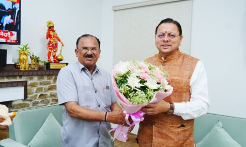 मुख्यमंत्री पुष्कर सिंह धामी से राजस्थान विधानसभा अध्यक्ष वासुदेव देवनानी ने की शिष्टाचार भेंट