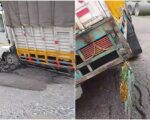 मैठाणा में फिर धंसा बदरीनाथ हाईवे, ट्रक फंसा; करोड़ों के उपचार पर उठे सवाल